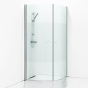 Svedbergs Skoga Dusjhjørne Buet Hullgrep, B80-90cmxh198cm Matt Aluminium / 80x90cm Frostet Glass