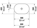 Duravit Luv Toppmontert servant 600x400 mm, u/bl.hull, u/o.l, Grå m/WG