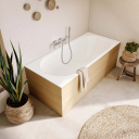 VILLEROY & BOCH OBERON 2.0 SOLO BADEKAR 180X80 FOR INNBYGGING HVIT ALPIN M/AVLØPSSETT I HVIT/KROM