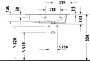 Duravit Me By Starck Møbelservant 830x490 mm, 1 bl.hull, m/overløp, Hvit