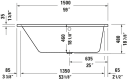 Duravit No.1 Spa-kar for innbygging 1500x800 mm, Jet Project, Hvit