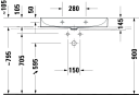 Duravit DuraSquare Møbelservant 800x470 mm, m/1 blanderhull