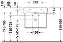 Duravit DuraSquare Møbelservant 600x470 mm, u/bl.hull, u/o.l, Hvit m/WG