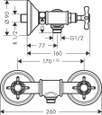 Axor Montreux 2-greps Dusjbatteri CC 170 mm, Polert Gull-Optikk