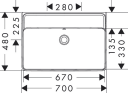 Hansgrohe Xanuia Q Vegghengt Servant 70x48 cm u/bl.hull m/ol Hvit