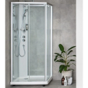 Porsgrund Showerama 10-5 Comfort 90x90 cm, alu matt profil, klart glass