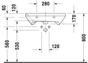 Duravit DuraStyle Vegghengt servant 650x570 mm, 1 bl.hull, m/overløp, Hvit