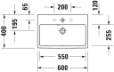 Duravit Vero Air Toppmontert servant 600x400 mm, 1 bl.hull, m/overløp, Hvit