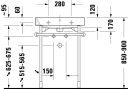 Duravit Happy D.2 Møbelservant 600x505 mm, 1 bl.hull, m/overløp, Hvit