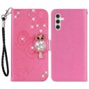 Samsung Galaxy A54 5G Uggle Rhinestone Lommebok-deksel Varm Rosa