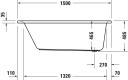 Duravit D-Neo Badekar for innbygging 1500x750 mm, Hvit