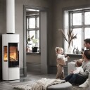 Contura 896G Style hvit vedovn med sideglass og glassdør