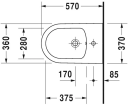 Duravit Me By Starck Vegghengt bidé 370x570 mm, m/skjult feste, Wondergliss