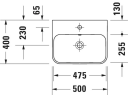 Duravit Happy D.2 Plus Toppmontert serv. 500x400 mm, underslipt, Hvit/Antrasitt