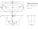 V&B Cetus Ovalt badekar for innbygging 1700x750 mm. Produsert i Quaryl