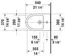 Duravit No.1 Vegghengt Bidet 370x540 mm, 1 bl.hull, m/o.l, Hvit