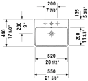 Duravit ME by Starck Vegghengt servant 550x440 mm, 1 bl.hull, m/overløp, Hvit