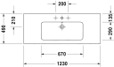 Duravit Me By Starck Møbelservant 1230x490 mm, u/bl.hull, m/overløp, Hvit