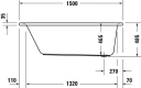 Duravit D-Neo Badekar for innbygging 1500x750 mm, Hvit