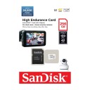 SanDisk High Endurance - Flashminnekort (microSDXC til SD-adapter inkludert) - 256 GB - Video Class V30 / UHS-I U3 / Class10 - microSDXC UHS-I