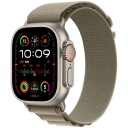 Apple Watch Ultra 2 - 49 mm - titan - smartklokke med Alpine Loop - tekstil - oliven - båndbredde: M - 64 GB - Wi-Fi, LTE, UWB, Bluetooth - 4G - 61.4 g