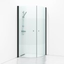 Svedbergs Skoga Dusjhjørne Buet Hullgrep, B80-90cmxh198cm Matt Aluminium / 80x90cm Frostet Glass