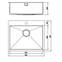 Nordic Tech Radius Kjøkkenvask 590x500 mm, Rustfritt Stål