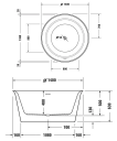 Duravit White Tulip Frittstående badekar 1400x1400 mm, Hvit