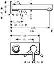 Hansgrohe Talis S servantbatteri 225 mm tut, med bakplate, Krom