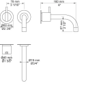 Vola 111 servantbatteri for innbygging 160 mm tut, Krom