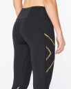 2xu Light Speed Mid-Rise Compression Tights Dame Black/Gold Reflective S/Long