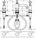 HANSGROHE AXOR MONTREUX 3-HULLS SERVANTARMATUR M/OPPLØFTSVENTIL