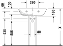 Duravit ME by Starck Vegghengt servant 650x490 mm, 1 bl.hull, m/overløp, Hvit