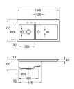 V&B Subway 60 Kjøkkenkum 1000x510 mm, m/oppl., ven, Hvit m/C+