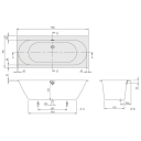 VILLEROY & BOCH OBERON 2.0 BADEKAR 170X75 FOR INNBYGGING HVIT ALPIN M/AVLØPSSETT I HVIT/KROM