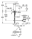 Grohe Essence 1-greps servantbatteri m/oppløftsventil, Hard Graphite