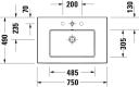 Duravit White Tulip Møbelservant 750x490 mm, 1 bl.hull, m/o.l, Hvit