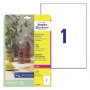 Avery Crystal Clear Labels  -20Oc Til +80Oc  Clear 210 X 297 modell L7784-25