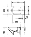 Duravit Durastyle Vegghengt bidé 370x540 mm. m/skjult feste.