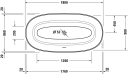 Duravit White Tulip Frittstående badekar 1800x900 mm, Hvit