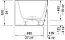 Duravit DuraSquare Badekar med panel 1800x800 mm, Høyre hjørne