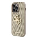 Case Guess Pu Perforated 4G Glitter Metal Logo Case For Iphone 15 Pro Max Gold