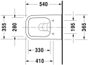 Duravit Happy D.2 Vegghengt toalett 365x540 mm, Rimless, Hvit m/HG