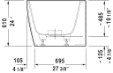 Duravit DuraSquare Badekar med panel 1800x800 mm, Venstre hjørne