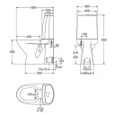 Porsgrund Seven D Gulvstående toalett 650x360 mm. Med S-lås