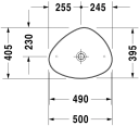 Duravit Cape Cod Toppmontert servant 500x405 mm, u/bl.hull, u/overløp, Hvit