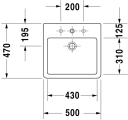 Duravit Vero Toppmontert Servant 500x470 mm, 1 bl.hull, u/o.l, Hvit m/WG