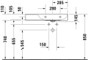 Duravit DuraSquare Møbelservant 800x470 mm, servant høyre, 1 blanderhull