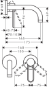 Axor Uno 2-hulls servantbatteri 165 mm tut, Polert Messing