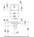 Duravit Happy D.2 Vegghengt Servant 500x360 mm, 1 blanderhull, Wondergliss